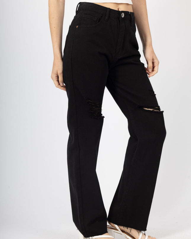 Ripped High-Waist Mom Jeans Relaxed Fit Distressed Denim