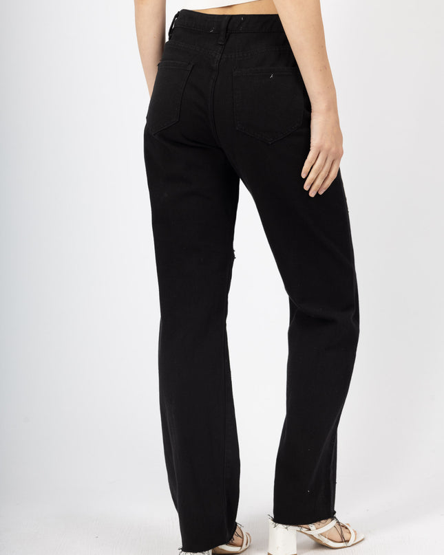 Ripped High-Waist Mom Jeans Relaxed Fit Distressed Denim