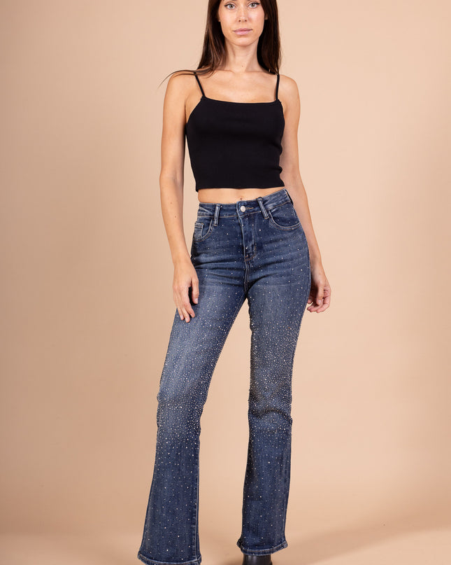 Women's Stretch Flared Jeans High Waist Slim Fit Denim