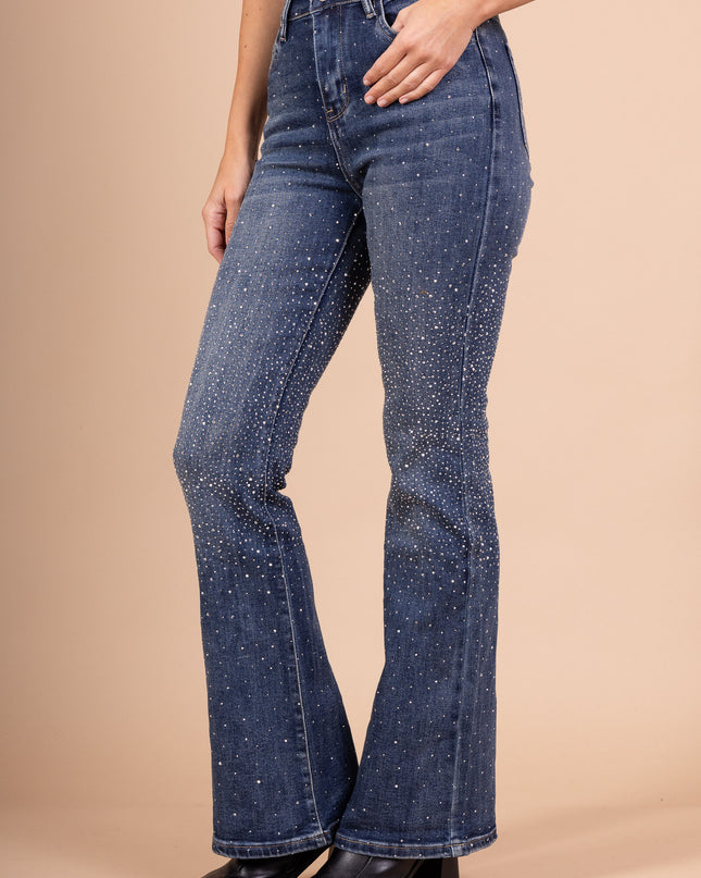 Women's Stretch Flared Jeans High Waist Slim Fit Denim