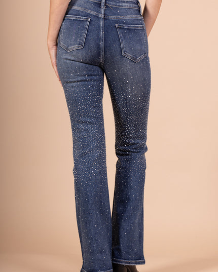 Women's Stretch Flared Jeans High Waist Slim Fit Denim