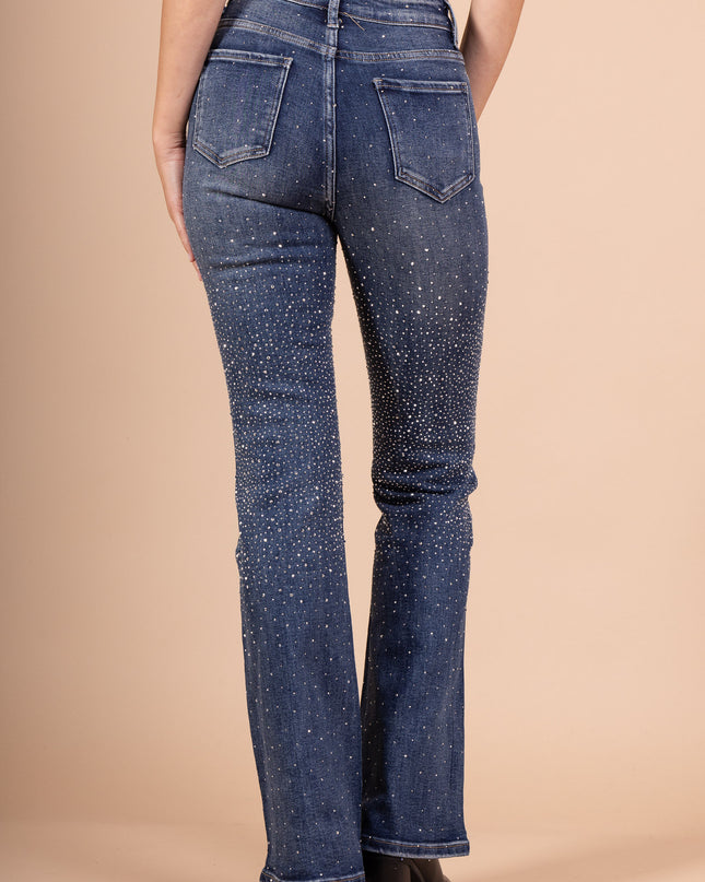 Women's Stretch Flared Jeans High Waist Slim Fit Denim
