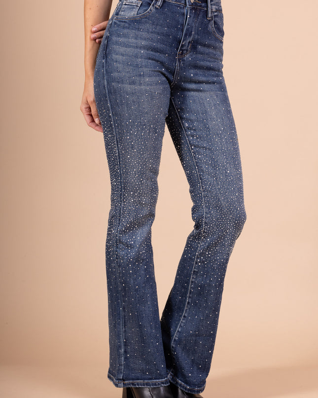 Women's Stretch Flared Jeans High Waist Slim Fit Denim