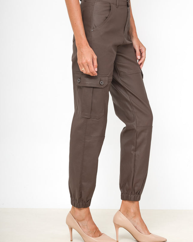 Daysie Faux Leather Cargo Trousers with Utility Pockets & Belt