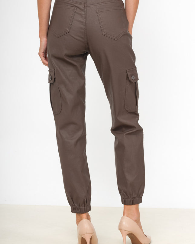 Daysie Faux Leather Cargo Trousers with Utility Pockets & Belt