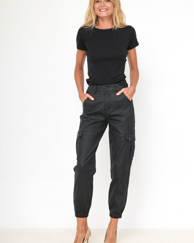 Daysie Faux Leather Cargo Trousers with Utility Pockets & Belt