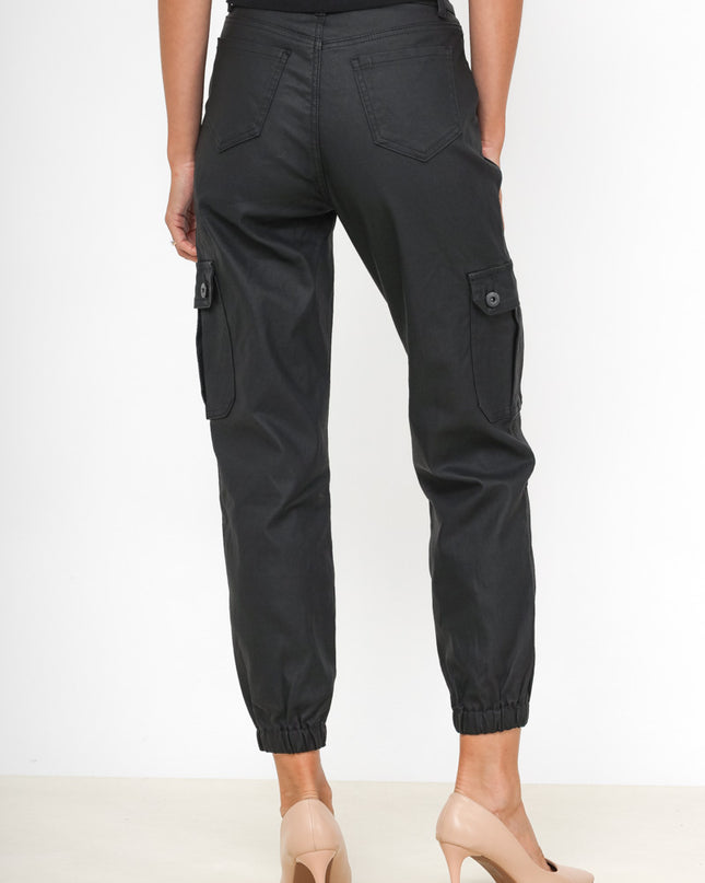 Daysie Faux Leather Cargo Trousers with Utility Pockets & Belt