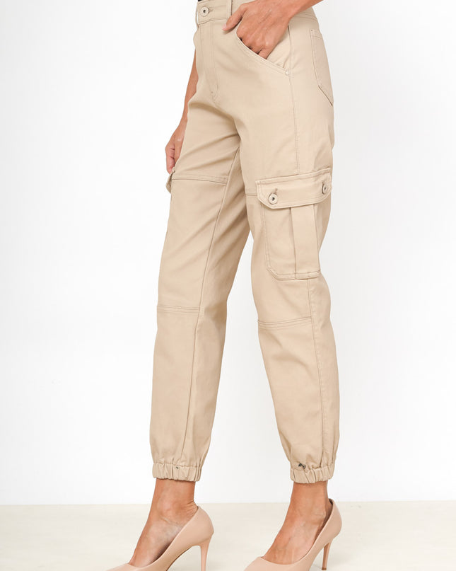 Daysie Faux Leather Cargo Trousers with Utility Pockets & Belt