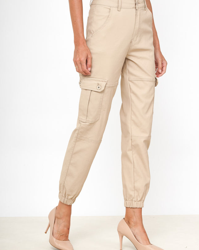 Daysie Faux Leather Cargo Trousers with Utility Pockets & Belt