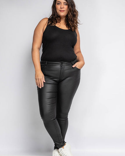 Women's Faux Leather High-Waist Slim Tapered Leg Trousers
