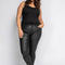Women's Faux Leather High-Waist Slim Tapered Leg Trousers