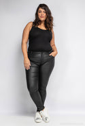 Women's Faux Leather High-Waist Slim Tapered Leg Trousers