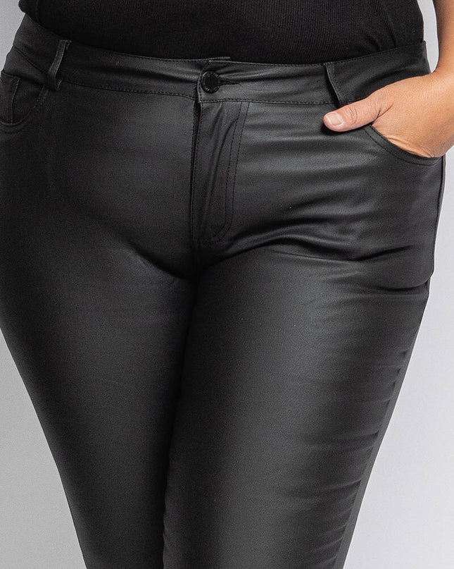 Women's Faux Leather High-Waist Slim Tapered Leg Trousers