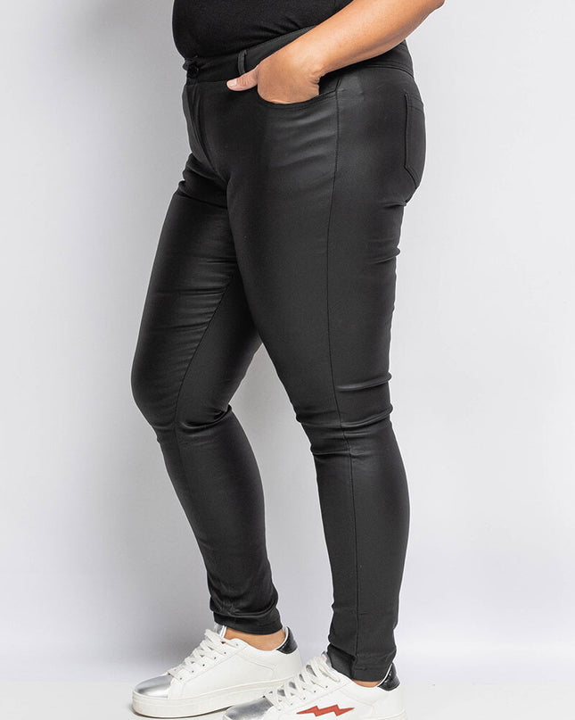 Women's Faux Leather High-Waist Slim Tapered Leg Trousers