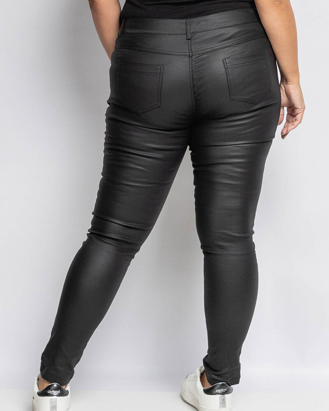 Women's Faux Leather High-Waist Slim Tapered Leg Trousers