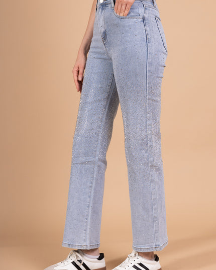 Women's Wide Leg Cotton Blend Trousers with Stretch Comfort