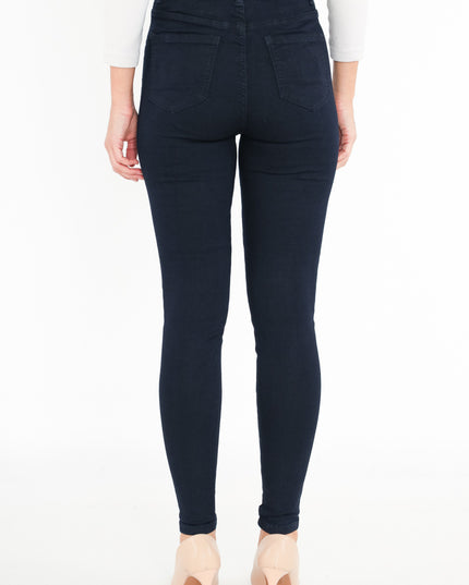 Women's High-Rise Buttoned Skinny Cotton Stretch Tapered Trousers