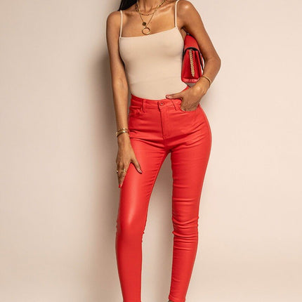 DAYSIE Women's High-Waist Waxed Skinny Trousers with Stretch Fit