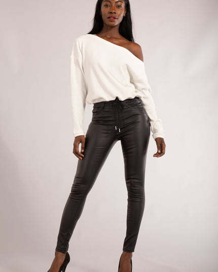 Wholesale Black Leather Look Jeans