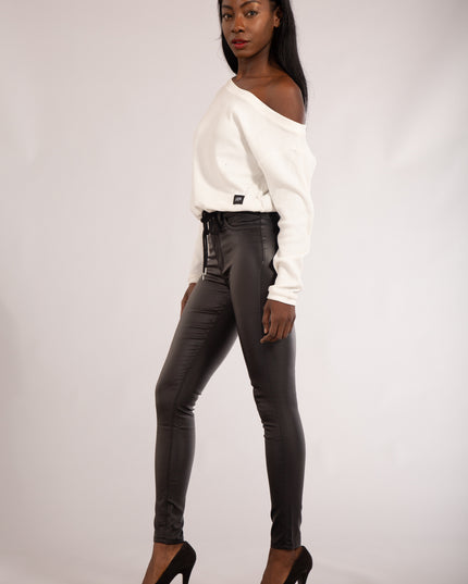 Wholesale Black Leather Look Jeans