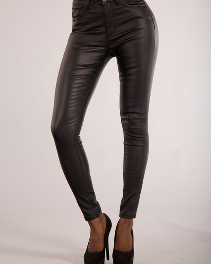 Wholesale Black Leather Look Jeans
