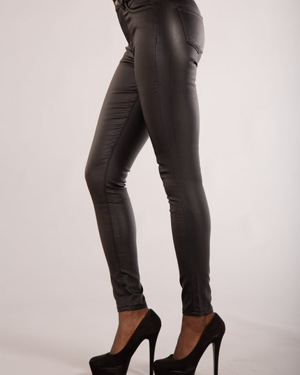 Wholesale Black Leather Look Jeans