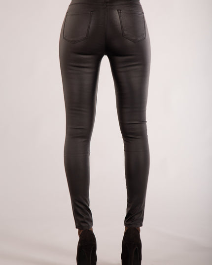 Wholesale Black Leather Look Jeans