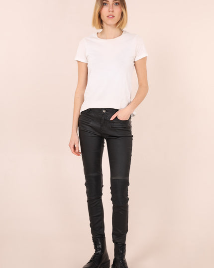 Wholesale Black Slim Leather Look Trousers with Pockets