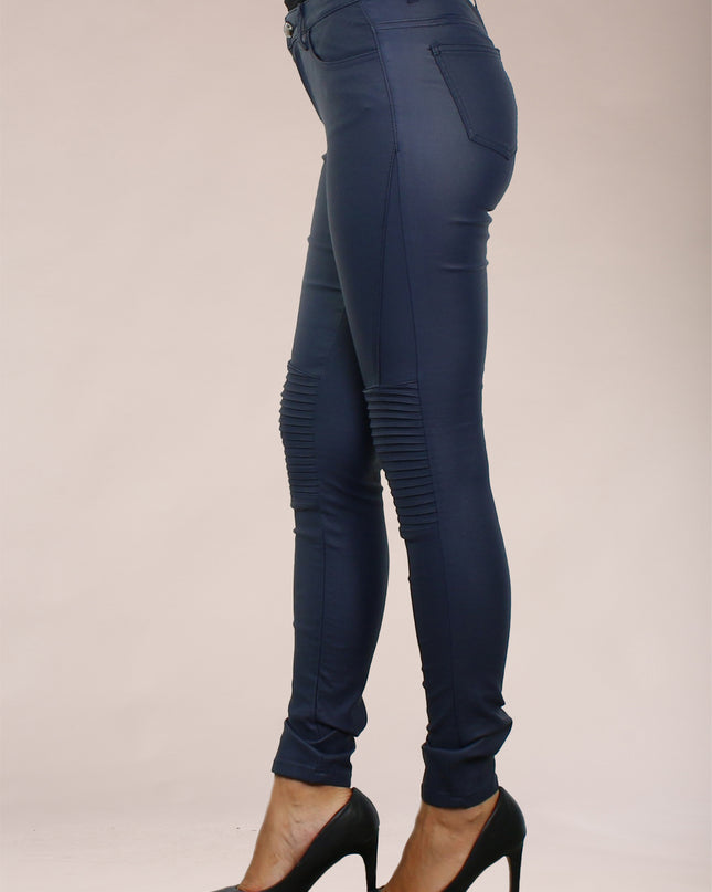 Wholesale Blue Leather Look Jeans