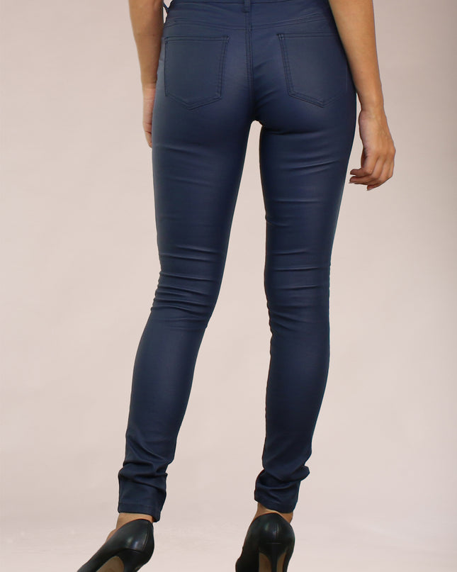 Wholesale Blue Leather Look Jeans