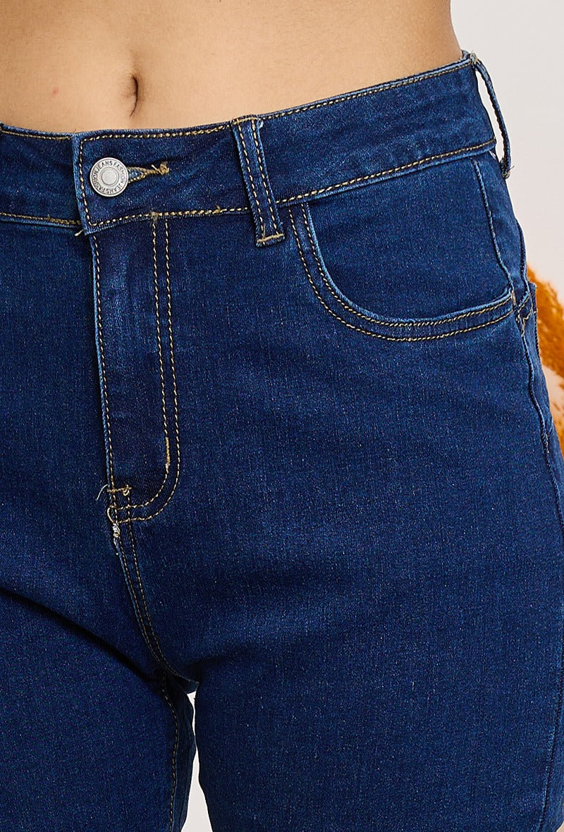 Buy Wholesale China Wholesale Dark Blue Destructed Denim Straight Leg  Slimming Jeans Mid Waist Plus Size Jeans For Women & Jean Women at USD 11.5  | Global Sources