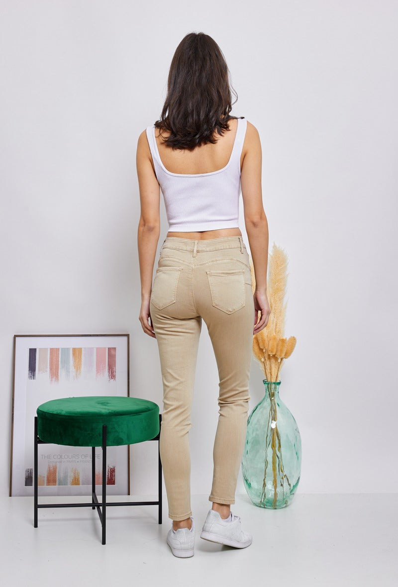 Wholesale Cream Push-Up Slim Color Trousers – G - Look Fashion Ltd