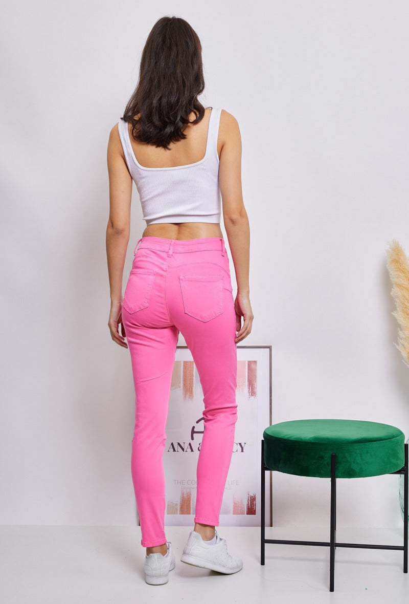 Wholesale Pink Flash Push-Up Slim Color Trousers – Jeans Gems