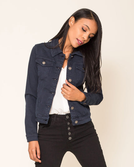 Wholesale Navy Blue Color Stretch Jeans Jacket