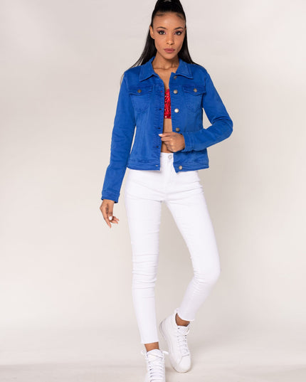 Wholesale Royal Blue Color Stretch Jeans Jacket