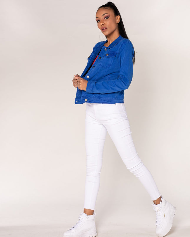 Wholesale Royal Blue Color Stretch Jeans Jacket