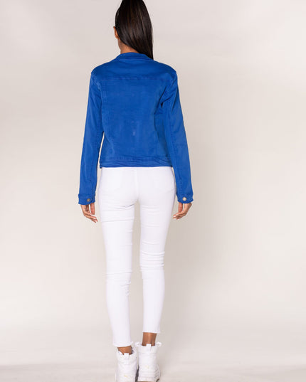 Wholesale Royal Blue Color Stretch Jeans Jacket