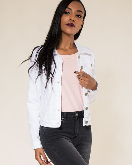 Wholesale White Color Stretch Jeans Jacket