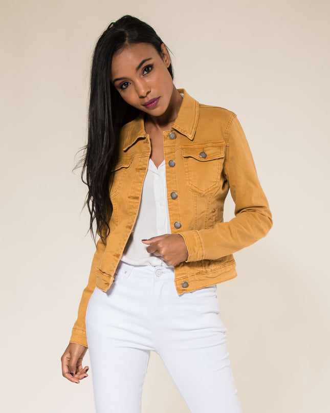 Wholesale Mustard Color Stretch Jeans Jacket