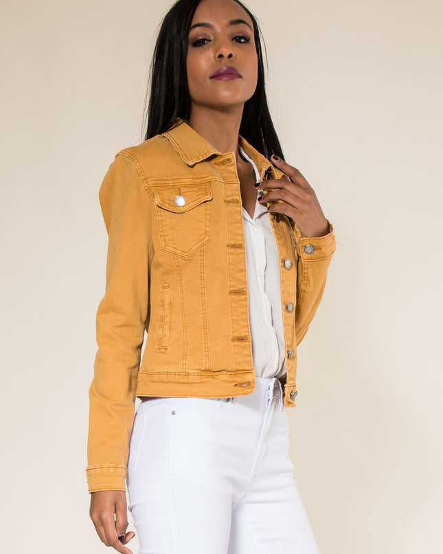 Wholesale Mustard Color Stretch Jeans Jacket