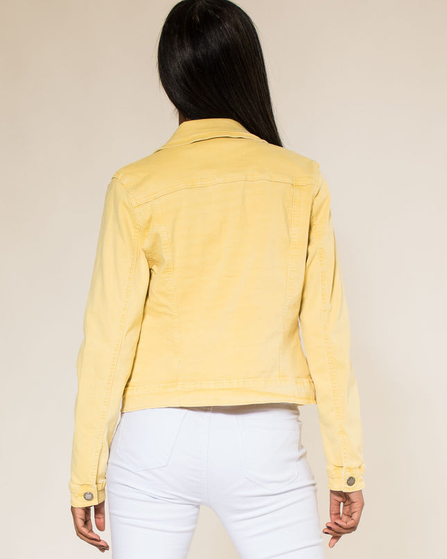 Wholesale Yellow Color Stretch Jeans Jacket