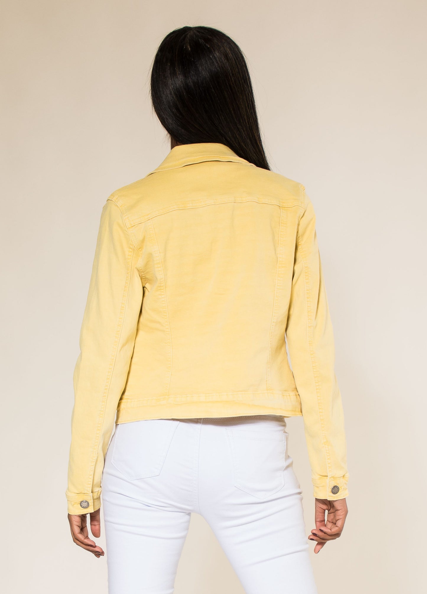 Wholesale Yellow Color Stretch Jeans Jacket