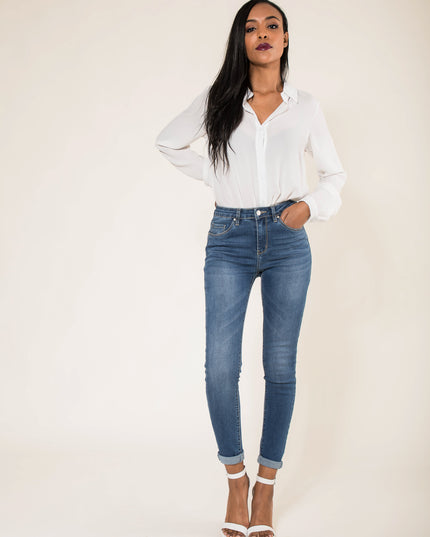 Wholesale Faded Dark Blue Skinny Pants