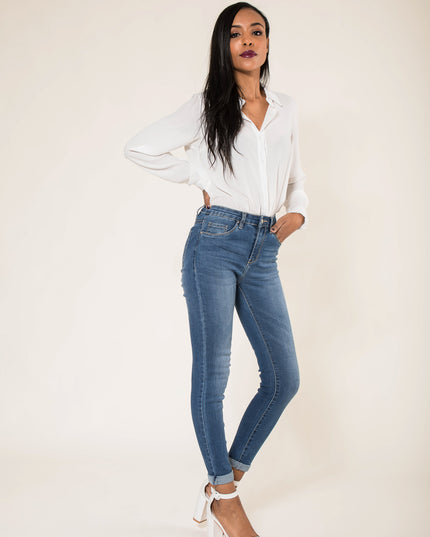 Wholesale Faded Dark Blue Skinny Pants