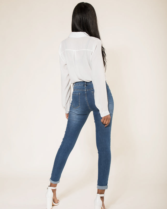 Wholesale Faded Dark Blue Skinny Pants