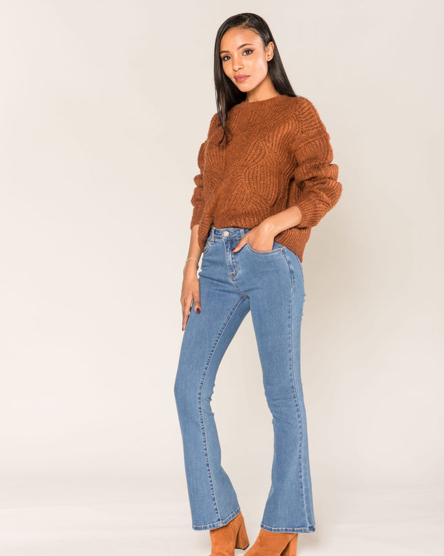 Wholesale Medium Blue Flared Trousers