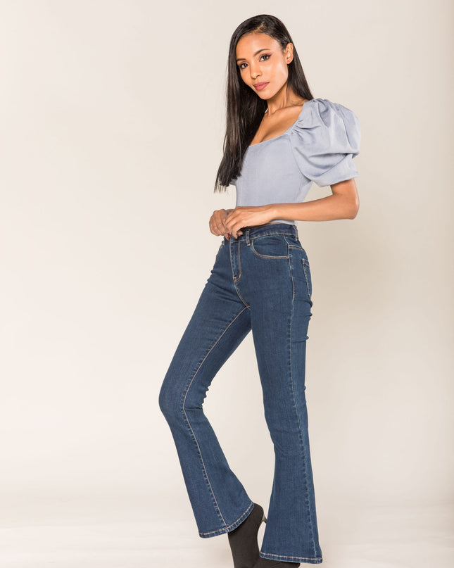 Wholesale Faded Blue Flared Trousers