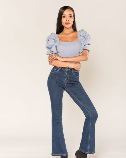 Wholesale Faded Blue Flared Trousers