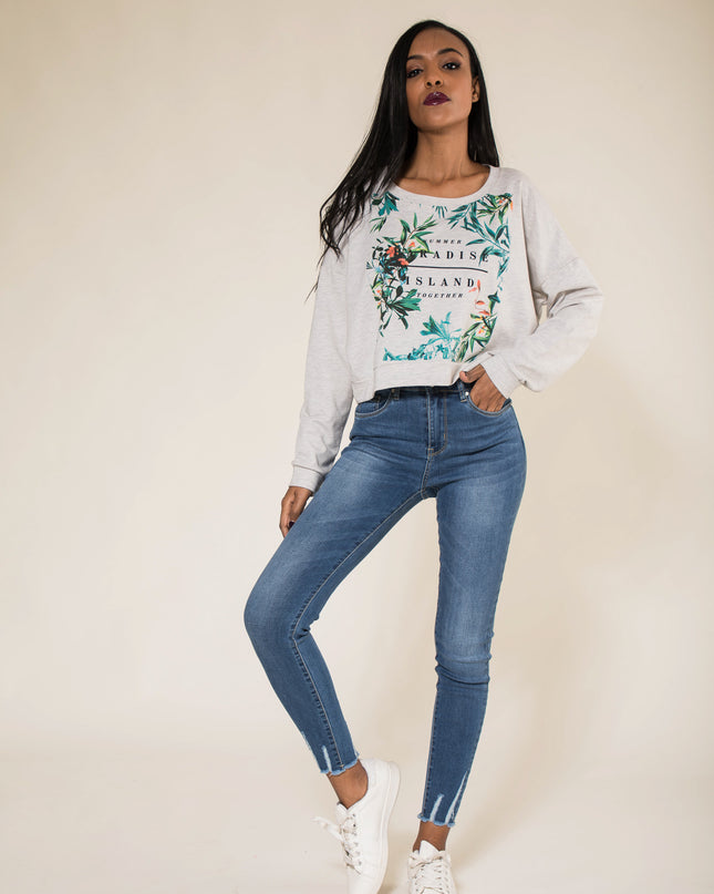 Wholesale Blue Frayed Hem Jeans
