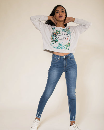 Wholesale Blue Frayed Hem Jeans